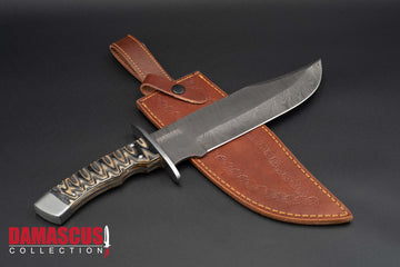 Damascus Steel Bowie Knife 14-inch Blade BOW-1101
