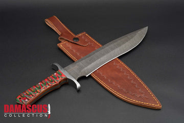Damascus Steel Bowie Knife 14-inch Blade BOW-1104