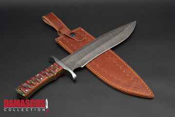 Damascus Steel Bowie Knife 14-inch Blade BOW-1105