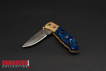 Damascus Steel Folding Knife 7-inch Blade FLD-1105