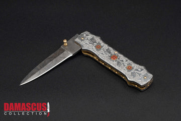 Damascus Steel Folding Knife 7-inch Blade FLD-1106