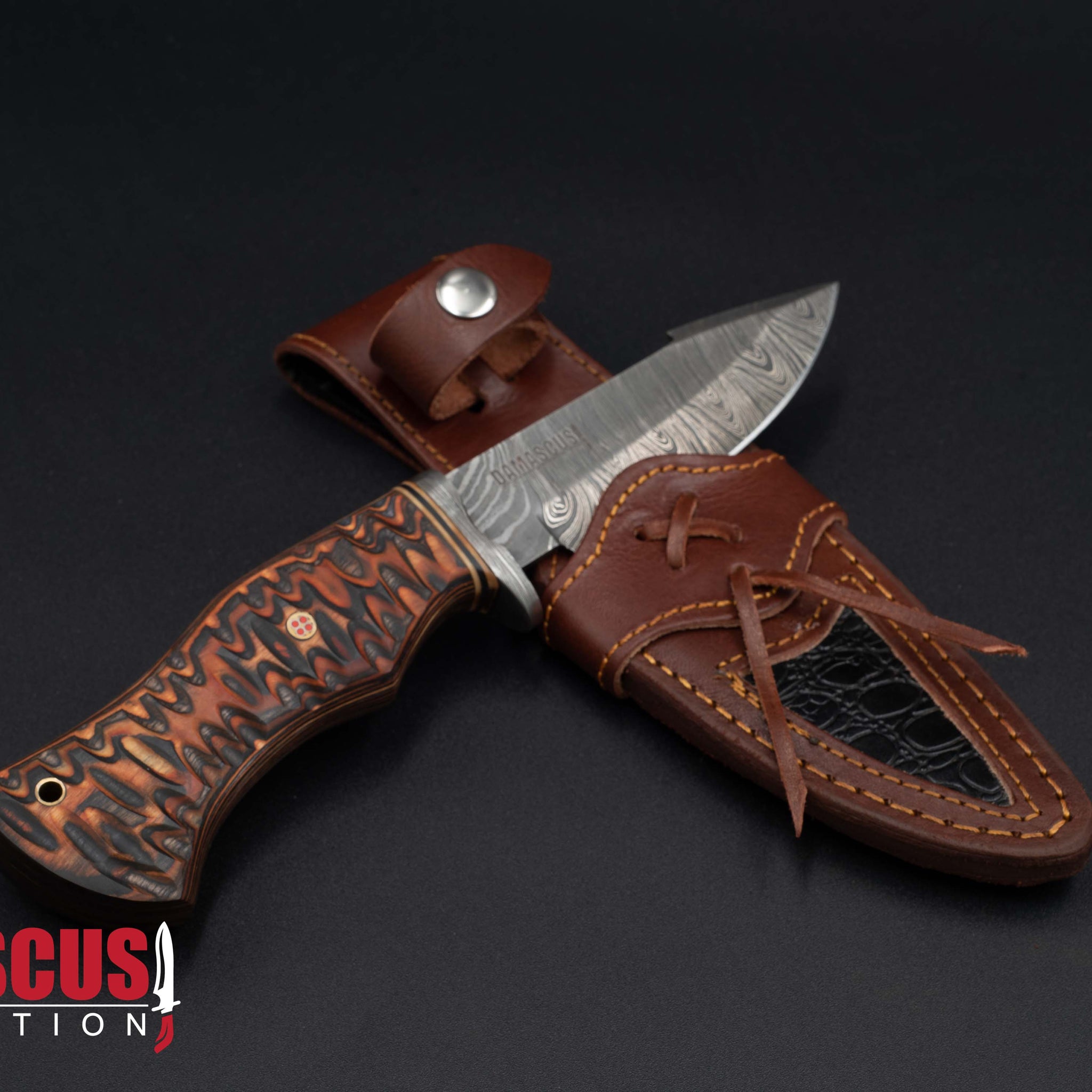Damascus Steel Hunting Knife 10-inch Blade HUN-1204