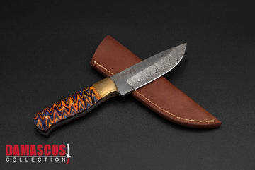 Damascus Steel Hunting Knife 10-inch Blade HUN-1303